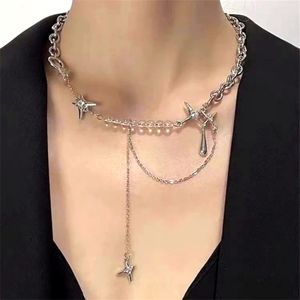 Rhinestone necklace cross drop gothic style silver adjustable.